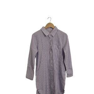 Purple Striped Women's Button Down Shirt Dress